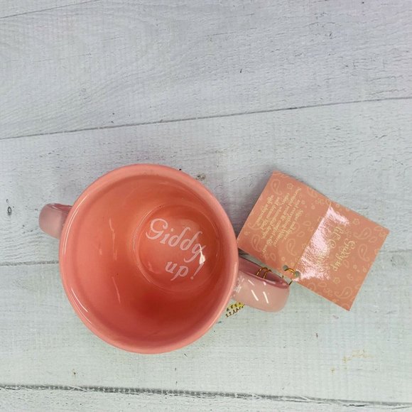 Manual Woodworkers & Weavers GIDDY UP Horse Cowgirl Pink Porcelain Cup NEW - Picture 6 of 8